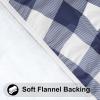 imageSmiry Round Picnic Table Cloth Elastic Waterproof Fitted Vinyl Tablecloth for 36quot44quot Tables Flannel Backed Buffalo Plaid Table Covers for Dining Camping Outdoor Black and WhiteNavy and White
