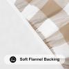 imageSmiry Round Picnic Table Cloth Elastic Waterproof Fitted Vinyl Tablecloth for 36quot44quot Tables Flannel Backed Buffalo Plaid Table Covers for Dining Camping Outdoor Black and WhiteKhaki and White