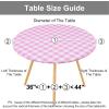 imageSmiry Round Picnic Table Cloth Elastic Waterproof Fitted Vinyl Tablecloth for 36quot44quot Tables Flannel Backed Buffalo Plaid Table Covers for Dining Camping Outdoor Black and WhitePink and White