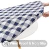 imageSmiry Round Picnic Table Cloth Elastic Waterproof Fitted Vinyl Tablecloth for 36quot44quot Tables Flannel Backed Buffalo Plaid Table Covers for Dining Camping Outdoor Black and WhiteNavy and White