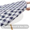 imageSmiry Round Picnic Table Cloth Elastic Waterproof Fitted Vinyl Tablecloth for 36quot44quot Tables Flannel Backed Buffalo Plaid Table Covers for Dining Camping Outdoor Black and WhiteNavy and White