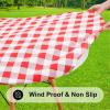 imageSmiry Round Picnic Table Cloth Elastic Waterproof Fitted Vinyl Tablecloth for 36quot44quot Tables Flannel Backed Buffalo Plaid Table Covers for Dining Camping Outdoor Black and WhiteRed and White