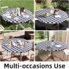 imageSmiry Round Picnic Table Cloth Elastic Waterproof Fitted Vinyl Tablecloth for 36quot44quot Tables Flannel Backed Buffalo Plaid Table Covers for Dining Camping Outdoor Black and WhiteNavy and White