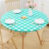 imageSmiry Round Picnic Table Cloth Elastic Waterproof Fitted Vinyl Tablecloth for 36quot44quot Tables Flannel Backed Buffalo Plaid Table Covers for Dining Camping Outdoor Black and WhiteTeal and White
