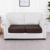 imageSmiry Waterproof Couch Cushion Covers Stretch Jacquard Thick Sofa Cushion Covers Washable Seat Slipcover Elastic Furniture Protector for Pets Kid 2PC CamelChocolate