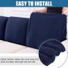 imageSmiry Waterproof Couch Cushion Covers Stretch Jacquard Thick Sofa Cushion Covers Washable Seat Slipcover Elastic Furniture Protector for Pets Kid 2PC CamelNavy
