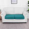 imageSmiry Waterproof Couch Cushion Covers Stretch Jacquard Thick Sofa Cushion Covers Washable Seat Slipcover Elastic Furniture Protector for Pets Kid 2PC CamelPeacock Green