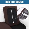 imageSmiry Waterproof Couch Cushion Covers Stretch Jacquard Thick Sofa Cushion Covers Washable Seat Slipcover Elastic Furniture Protector for Pets Kid 2PC CamelChocolate