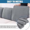 imageSmiry Waterproof Couch Cushion Covers Stretch Jacquard Thick Sofa Cushion Covers Washable Seat Slipcover Elastic Furniture Protector for Pets Kid 2PC CamelLight Grey