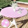 imageSmiry Round Picnic Table Cloth Elastic Waterproof Fitted Vinyl Tablecloth for 36quot44quot Tables Flannel Backed Buffalo Plaid Table Covers for Dining Camping Outdoor Black and WhitePink and White