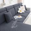 imageSmiry Waterproof Couch Cushion Covers Stretch Jacquard Thick Sofa Cushion Covers Washable Seat Slipcover Elastic Furniture Protector for Pets Kid 2PC CamelGrey