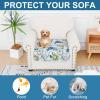 imageSmiry Printed Couch Cushion Covers Stretch Soft Couch Covers for Sofa Washable NonSlip Sofa Slipcover Furniture Protector for Indoor and Outdoor Medium BeigeLight Green