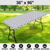 imageSmiry Rectangle Picnic Table Cover Waterproof Elastic Fitted Camping Tablecloths for 6 Foot Tables Wipeable Flannel Backed Vinyl Tablecloth Protector for Indoor Outdoor Blue 30x72 InchesGrey