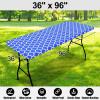 imageSmiry Rectangle Picnic Table Cover Waterproof Elastic Fitted Camping Tablecloths for 6 Foot Tables Wipeable Flannel Backed Vinyl Tablecloth Protector for Indoor Outdoor Blue 30x72 InchesBlue