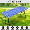 imageSmiry Rectangle Picnic Table Cover Waterproof Elastic Fitted Camping Tablecloths for 6 Foot Tables Wipeable Flannel Backed Vinyl Tablecloth Protector for Indoor Outdoor Blue 30x72 InchesBlue