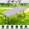 imageSmiry Rectangle Picnic Table Cover Waterproof Elastic Fitted Camping Tablecloths for 6 Foot Tables Wipeable Flannel Backed Vinyl Tablecloth Protector for Indoor Outdoor Blue 30x72 InchesGrey