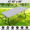 imageSmiry Rectangle Picnic Table Cover Waterproof Elastic Fitted Camping Tablecloths for 6 Foot Tables Wipeable Flannel Backed Vinyl Tablecloth Protector for Indoor Outdoor Blue 30x72 InchesGrey