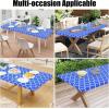 imageSmiry Rectangle Picnic Table Cover Waterproof Elastic Fitted Camping Tablecloths for 6 Foot Tables Wipeable Flannel Backed Vinyl Tablecloth Protector for Indoor Outdoor Blue 30x72 InchesBlue