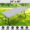 imageSmiry Rectangle Picnic Table Cover Waterproof Elastic Fitted Camping Tablecloths for 6 Foot Tables Wipeable Flannel Backed Vinyl Tablecloth Protector for Indoor Outdoor Blue 30x72 InchesGrey