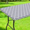 imageSmiry Rectangle Picnic Table Cover Waterproof Elastic Fitted Camping Tablecloths for 6 Foot Tables Wipeable Flannel Backed Vinyl Tablecloth Protector for Indoor Outdoor Blue 30x72 InchesGrey