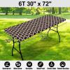 imageSmiry Rectangle Picnic Table Cover Waterproof Elastic Fitted Camping Tablecloths for 6 Foot Tables Wipeable Flannel Backed Vinyl Tablecloth Protector for Indoor Outdoor Blue 30x72 InchesCoffee