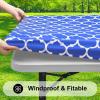 imageSmiry Rectangle Picnic Table Cover Waterproof Elastic Fitted Camping Tablecloths for 6 Foot Tables Wipeable Flannel Backed Vinyl Tablecloth Protector for Indoor Outdoor Blue 30x72 InchesBlue