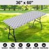 imageSmiry Rectangle Picnic Table Cover Waterproof Elastic Fitted Camping Tablecloths for 6 Foot Tables Wipeable Flannel Backed Vinyl Tablecloth Protector for Indoor Outdoor Blue 30x72 InchesGrey