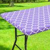 imageSmiry Rectangle Picnic Table Cover Waterproof Elastic Fitted Camping Tablecloths for 6 Foot Tables Wipeable Flannel Backed Vinyl Tablecloth Protector for Indoor Outdoor Blue 30x72 InchesLavender