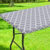 imageSmiry Rectangle Picnic Table Cover Waterproof Elastic Fitted Camping Tablecloths for 6 Foot Tables Wipeable Flannel Backed Vinyl Tablecloth Protector for Indoor Outdoor Blue 30x72 InchesGrey