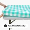 imageSmiry Rectangle Picnic Table Cloth Elastic Waterproof Fitted Vinyl Tablecloth for 6 FT Tables Flannel Backed Buffalo Plaid Table Covers for Dining Camping Outdoor Black and White 30quot x 72quotTeal and White
