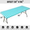 imageSmiry Rectangle Picnic Table Cloth Elastic Waterproof Fitted Vinyl Tablecloth for 6 FT Tables Flannel Backed Buffalo Plaid Table Covers for Dining Camping Outdoor Black and White 30quot x 72quotTeal and White