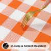 imageSmiry Rectangle Picnic Table Cloth Elastic Waterproof Fitted Vinyl Tablecloth for 6 FT Tables Flannel Backed Buffalo Plaid Table Covers for Dining Camping Outdoor Black and White 30quot x 72quotOrange and White