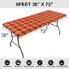 imageSmiry Rectangle Picnic Table Cloth Elastic Waterproof Fitted Vinyl Tablecloth for 6 FT Tables Flannel Backed Buffalo Plaid Table Covers for Dining Camping Outdoor Black and White 30quot x 72quotOrange and Yellow