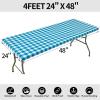 imageSmiry Rectangle Picnic Table Cloth Elastic Waterproof Fitted Vinyl Tablecloth for 6 FT Tables Flannel Backed Buffalo Plaid Table Covers for Dining Camping Outdoor Black and White 30quot x 72quotTurquoise and White