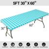 imageSmiry Rectangle Picnic Table Cloth Elastic Waterproof Fitted Vinyl Tablecloth for 6 FT Tables Flannel Backed Buffalo Plaid Table Covers for Dining Camping Outdoor Black and White 30quot x 72quotTeal and White