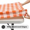 imageSmiry Rectangle Picnic Table Cloth Elastic Waterproof Fitted Vinyl Tablecloth for 6 FT Tables Flannel Backed Buffalo Plaid Table Covers for Dining Camping Outdoor Black and White 30quot x 72quotOrange and White