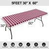 imageSmiry Rectangle Picnic Table Cloth Elastic Waterproof Fitted Vinyl Tablecloth for 6 FT Tables Flannel Backed Buffalo Plaid Table Covers for Dining Camping Outdoor Black and White 30quot x 72quotBurgundy and White
