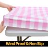 imageSmiry Rectangle Picnic Table Cloth Elastic Waterproof Fitted Vinyl Tablecloth for 6 FT Tables Flannel Backed Buffalo Plaid Table Covers for Dining Camping Outdoor Black and White 30quot x 72quotPink and White