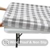 imageSmiry Rectangle Picnic Table Cloth Elastic Waterproof Fitted Vinyl Tablecloth for 6 FT Tables Flannel Backed Buffalo Plaid Table Covers for Dining Camping Outdoor Black and White 30quot x 72quotGrey and White