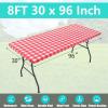 imageSmiry Rectangle Picnic Table Cloth Elastic Waterproof Fitted Vinyl Tablecloth for 6 FT Tables Flannel Backed Buffalo Plaid Table Covers for Dining Camping Outdoor Black and White 30quot x 72quotRed and White