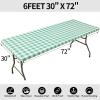 imageSmiry Rectangle Picnic Table Cloth Elastic Waterproof Fitted Vinyl Tablecloth for 6 FT Tables Flannel Backed Buffalo Plaid Table Covers for Dining Camping Outdoor Black and White 30quot x 72quotSage Green and White