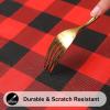 imageSmiry Rectangle Picnic Table Cloth Elastic Waterproof Fitted Vinyl Tablecloth for 6 FT Tables Flannel Backed Buffalo Plaid Table Covers for Dining Camping Outdoor Black and White 30quot x 72quotRed and Black
