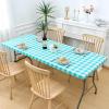 imageSmiry Rectangle Picnic Table Cloth Elastic Waterproof Fitted Vinyl Tablecloth for 6 FT Tables Flannel Backed Buffalo Plaid Table Covers for Dining Camping Outdoor Black and White 30quot x 72quotTeal and White