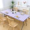 imageSmiry Rectangle Picnic Table Cloth Elastic Waterproof Fitted Vinyl Tablecloth for 6 FT Tables Flannel Backed Buffalo Plaid Table Covers for Dining Camping Outdoor Black and White 30quot x 72quotPurple and White