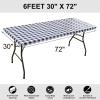 imageSmiry Rectangle Picnic Table Cloth Elastic Waterproof Fitted Vinyl Tablecloth for 6 FT Tables Flannel Backed Buffalo Plaid Table Covers for Dining Camping Outdoor Black and White 30quot x 72quotNavy and White