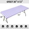 imageSmiry Rectangle Picnic Table Cloth Elastic Waterproof Fitted Vinyl Tablecloth for 6 FT Tables Flannel Backed Buffalo Plaid Table Covers for Dining Camping Outdoor Black and White 30quot x 72quotPurple and White