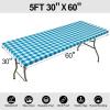 imageSmiry Rectangle Picnic Table Cloth Elastic Waterproof Fitted Vinyl Tablecloth for 6 FT Tables Flannel Backed Buffalo Plaid Table Covers for Dining Camping Outdoor Black and White 30quot x 72quotTurquoise and White