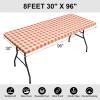 imageSmiry Rectangle Picnic Table Cloth Elastic Waterproof Fitted Vinyl Tablecloth for 6 FT Tables Flannel Backed Buffalo Plaid Table Covers for Dining Camping Outdoor Black and White 30quot x 72quotOrange and White