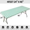 imageSmiry Rectangle Picnic Table Cloth Elastic Waterproof Fitted Vinyl Tablecloth for 6 FT Tables Flannel Backed Buffalo Plaid Table Covers for Dining Camping Outdoor Black and White 30quot x 72quotSage Green and White