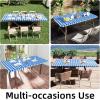 imageSmiry Rectangle Picnic Table Cloth Elastic Waterproof Fitted Vinyl Tablecloth for 6 FT Tables Flannel Backed Buffalo Plaid Table Covers for Dining Camping Outdoor Black and White 30quot x 72quotBlue and White